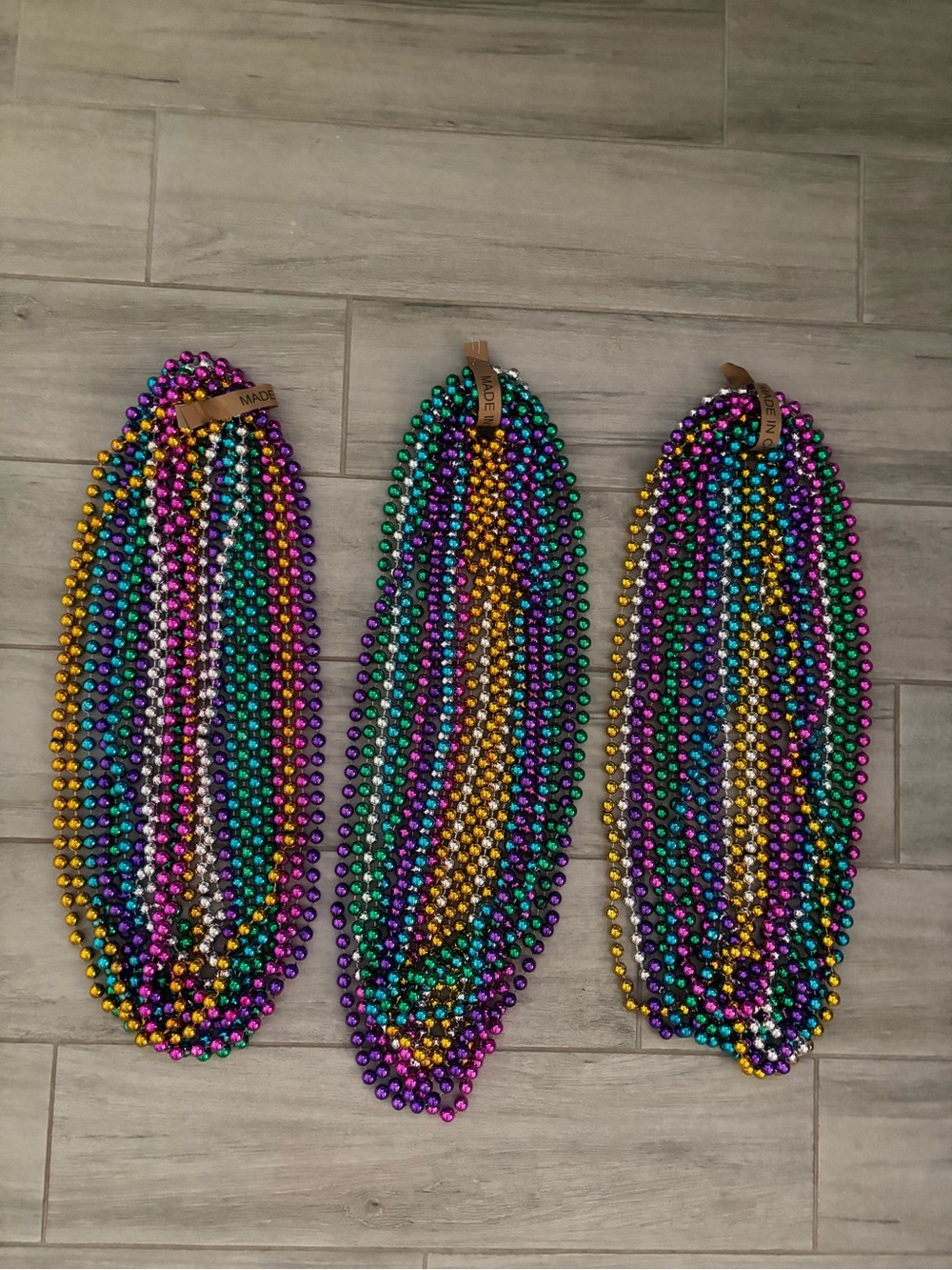 20 in Mardi Gras Beads Set — Purple, Blue, Green, Gold, Pink & Silver
